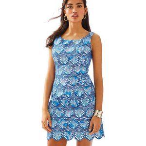 Lilly Pulitzer Blue Bay Aralyn Shell Eyelet Lace Shift Dress sz 6